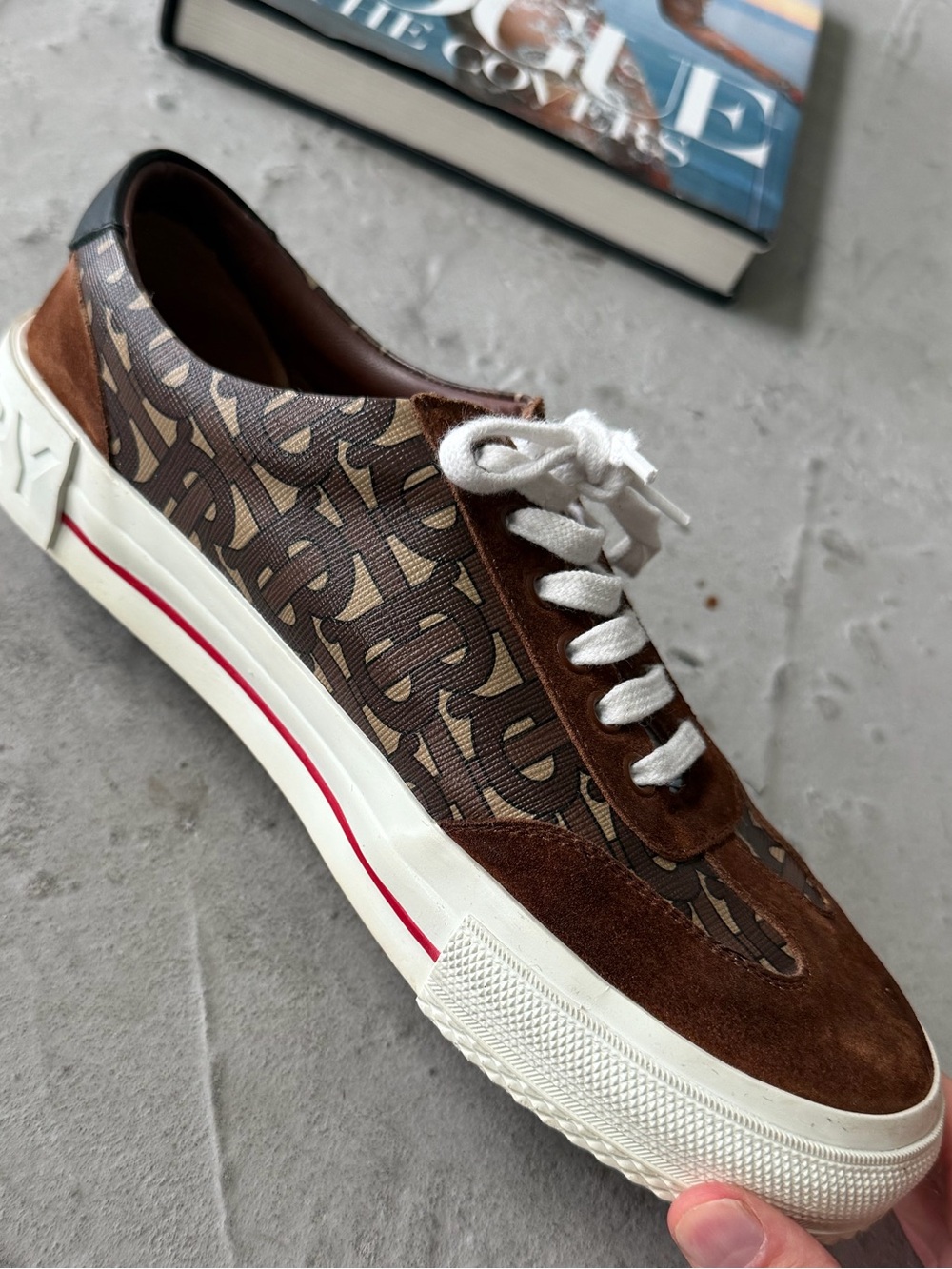 Burberry Brown TB Monogram Low-Top Sneaker size 40 or 7 US - Picture 1 of 8